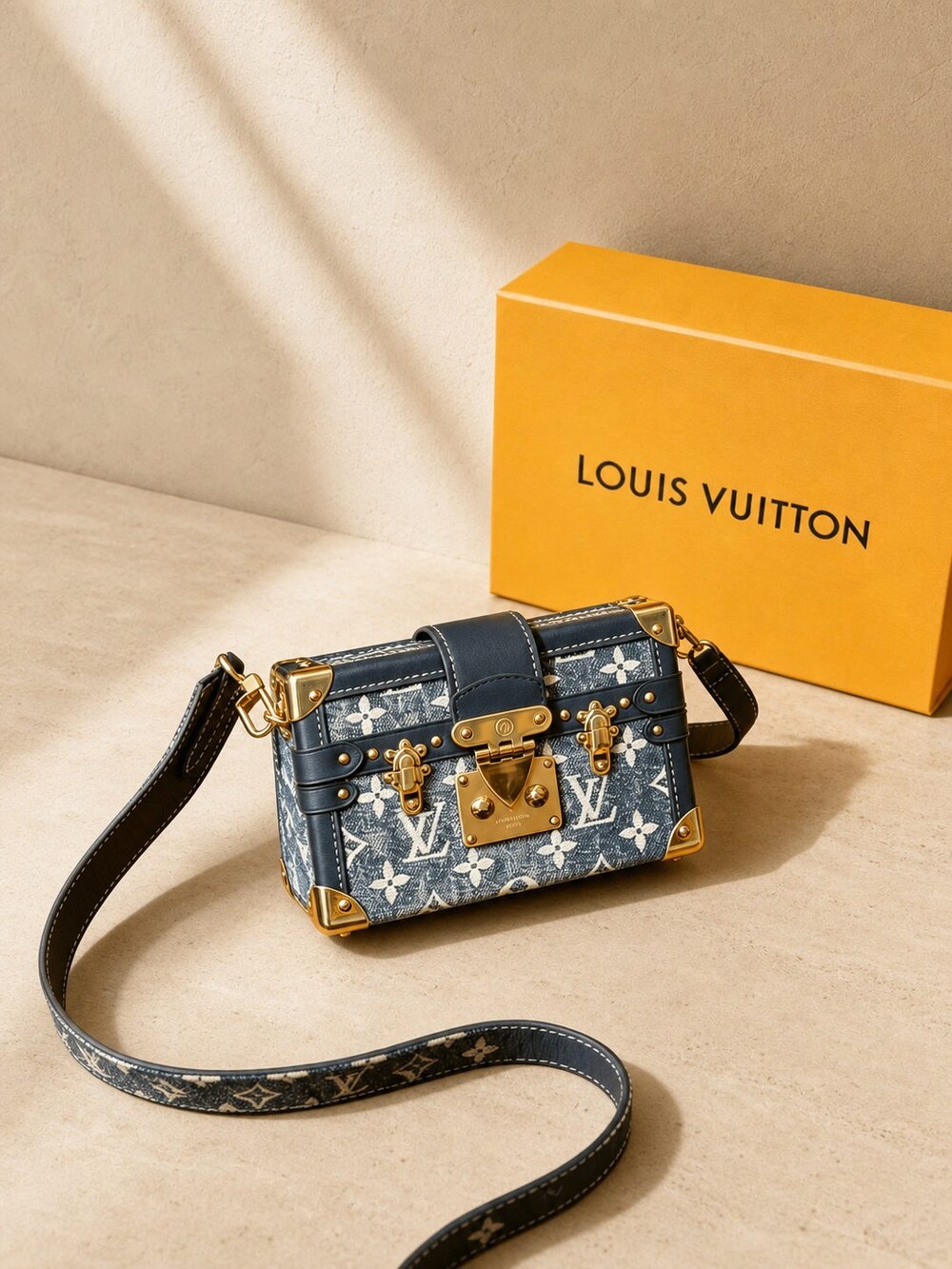 Louis Vuitton Petite Malle Monogram Denim Jacquard Shoulder Bag - Picture 6 of 7